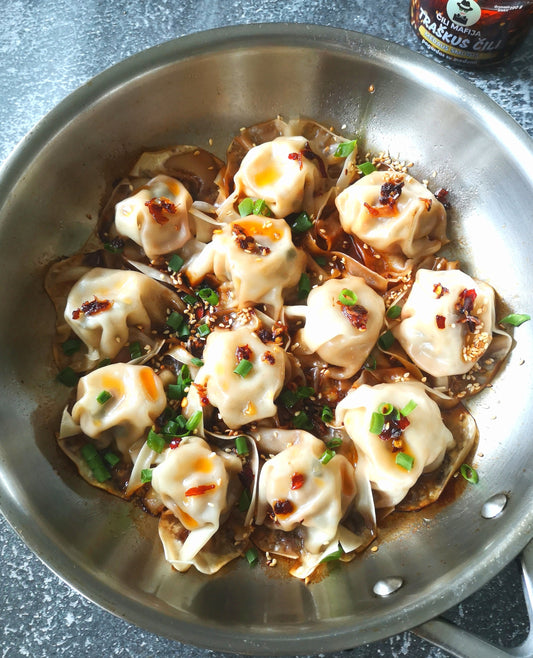 Greiti gyoza koldūnai su traškiu čili aliejumi 🌶️