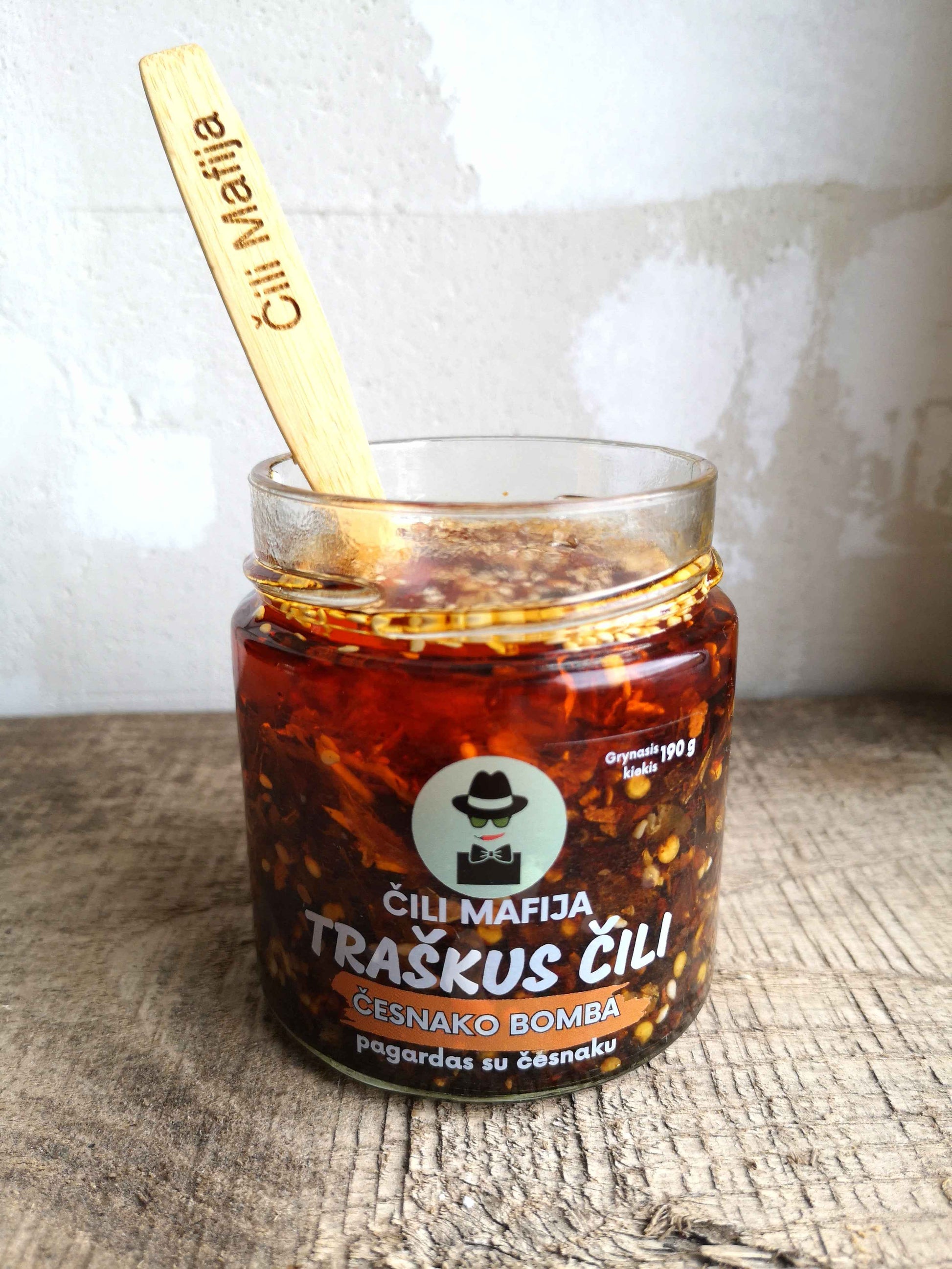 Bambukinis šaukštelis – skirtas traškiam čili aliejui