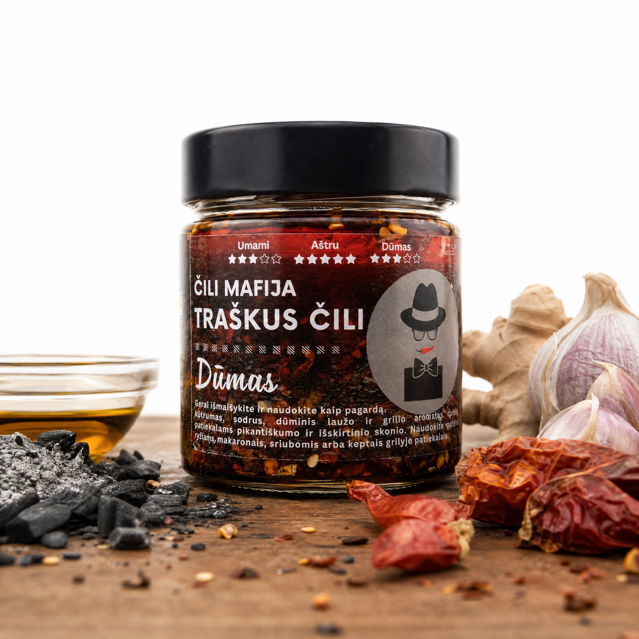 DŪMAS (190g) - Traškus Čili Aliejus su Dūmo nata - Pridėkite aštrumo ir skonio