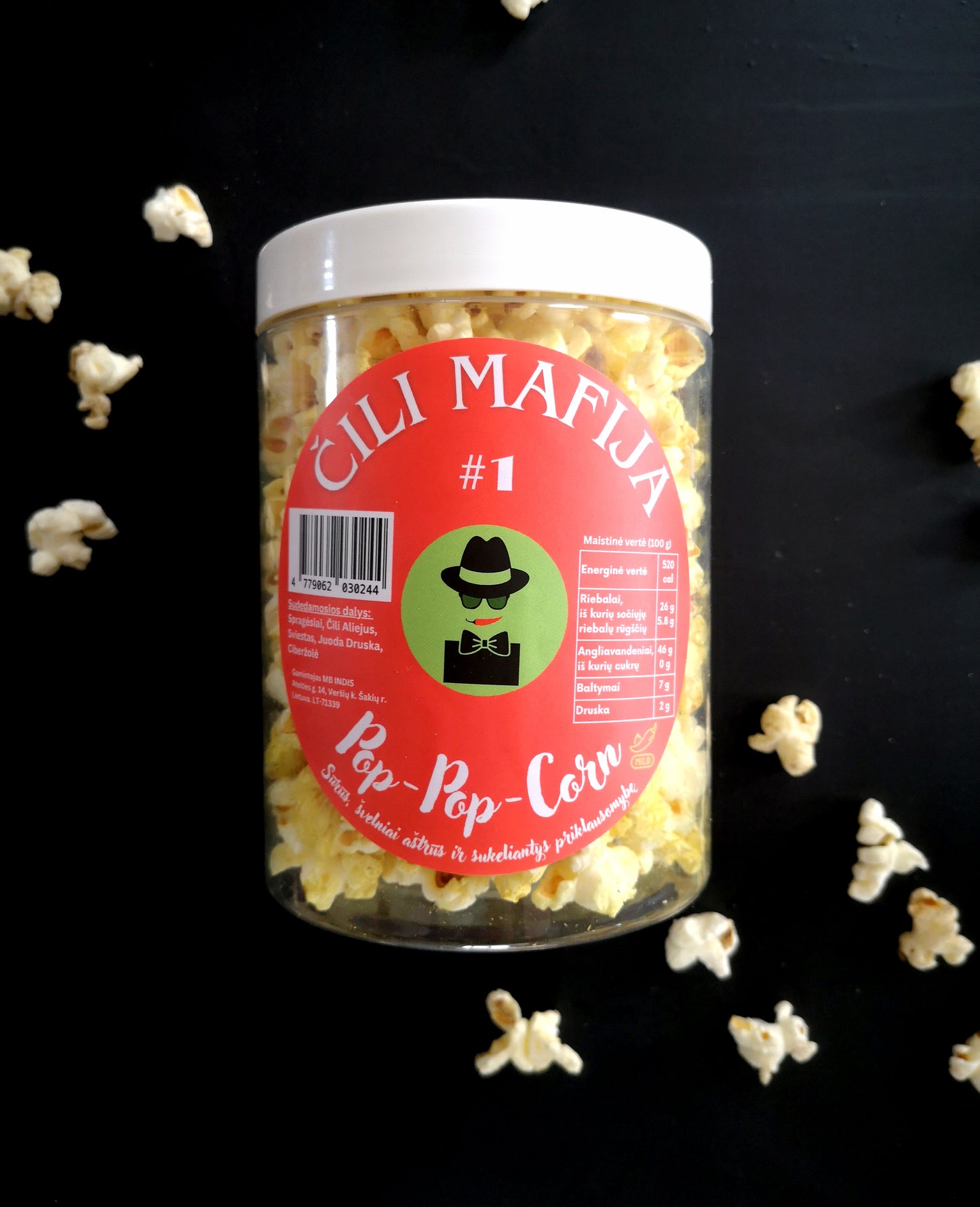 #1 Pop-Pop-Corn (1L indelis) - Čili spragėsiai su juodąja druska