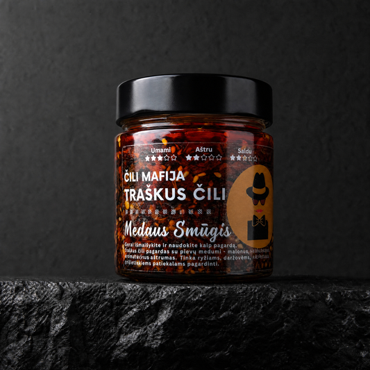 MEDAUS SMŪGIS (190g) - Saldus čili aliejus su medumi - Čili Mafija